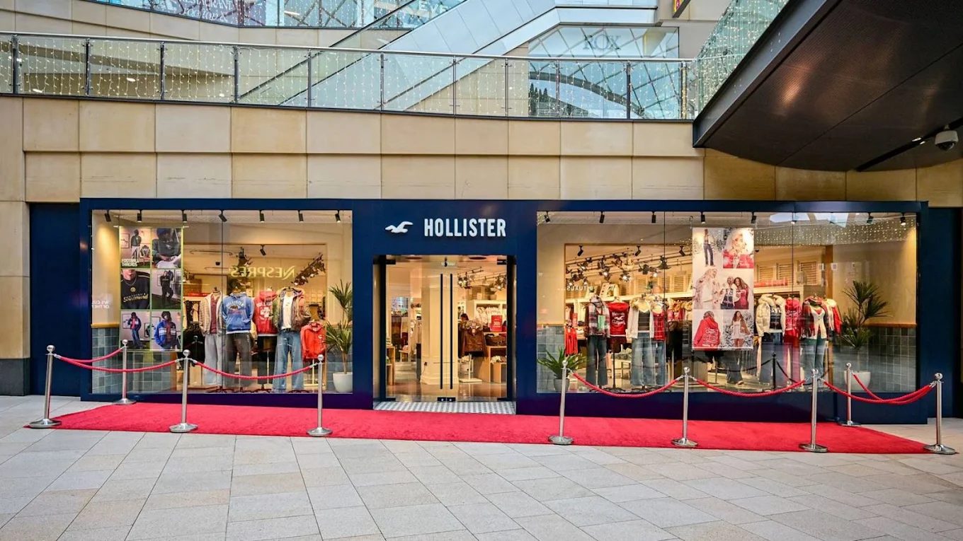 Hollister store frontage in Leeds